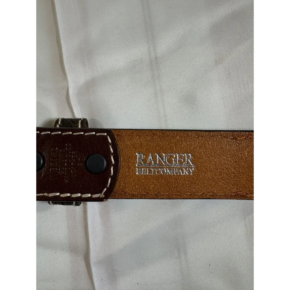 Ranger Belt Company Mens Brown Hand Tooled Leather Western Belt WB2162 Size 32